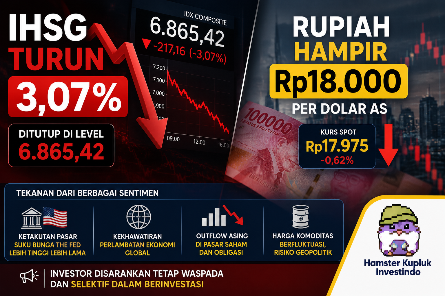 IHSG Turun 3,07% dan Rupiah Hampir Rp18.000 — Saya Harus Merevisi Pembacaan Saya Tadi Pagi