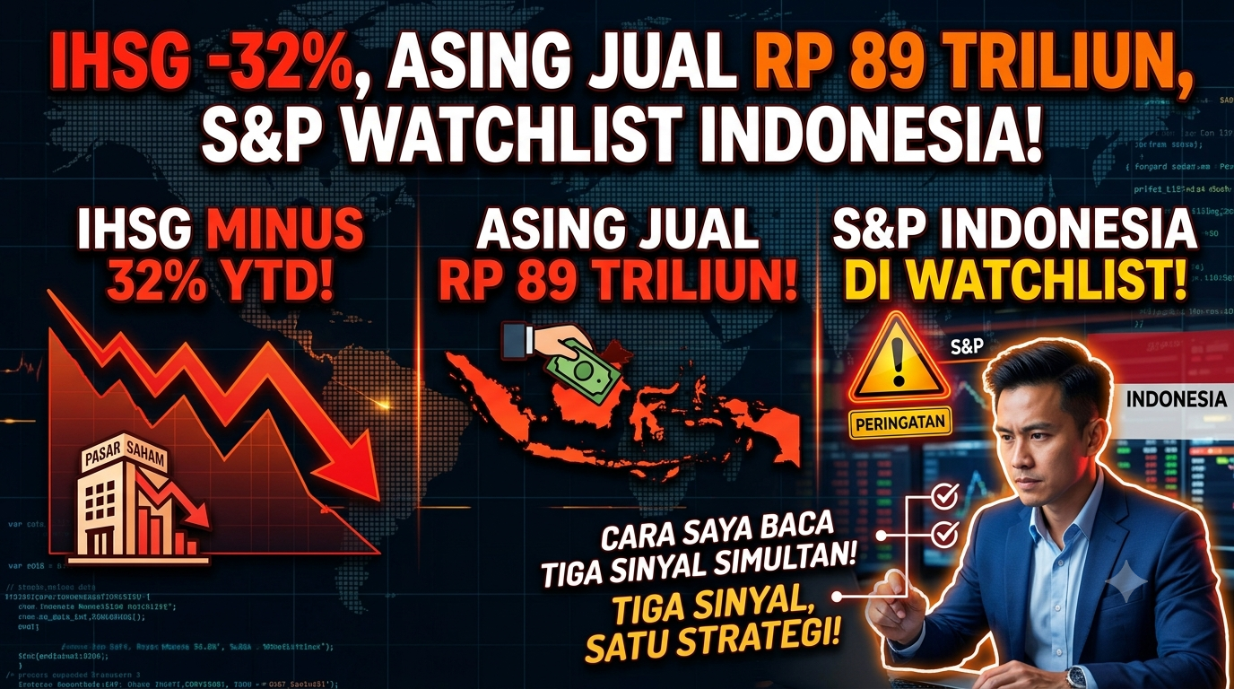 IHSG Minus 32% YTD, Asing Jual Rp 89 Triliun, dan S&P Taruh Indonesia di Watchlist — Ini Cara Saya Membaca Tiga Sinyal Sekaligus